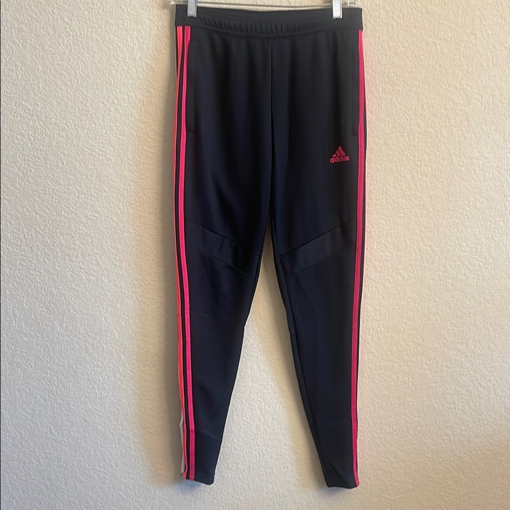 Women’s Adidas Black and Pink Sweatpants Tapered Fit